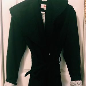 Belted black coat